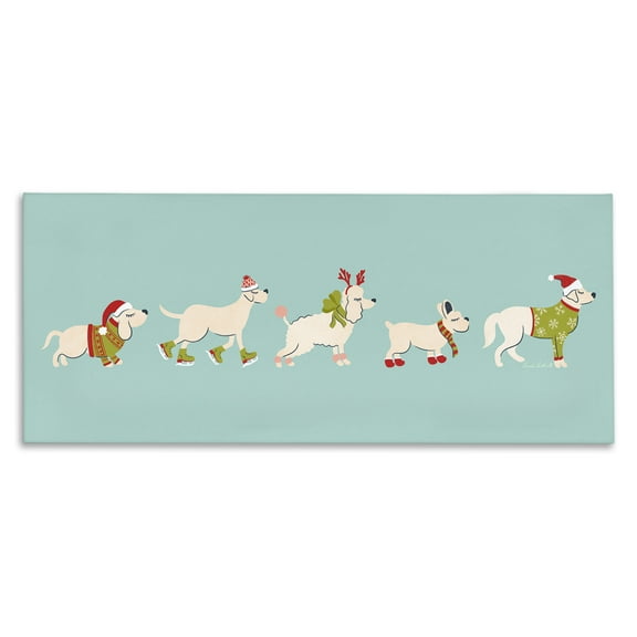 Stupell Industries Festive Dog Breeds Holiday Painting Gallery Wrapped Canvas Art Prints Wall Art, 24 x 10