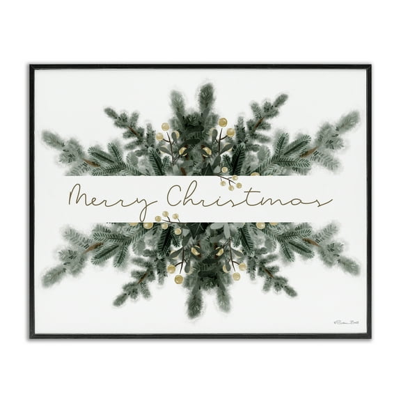 Stupell Industries Festive Fir Phrase Holiday Painting Black Framed Art Print Wall Art, 14 x 11