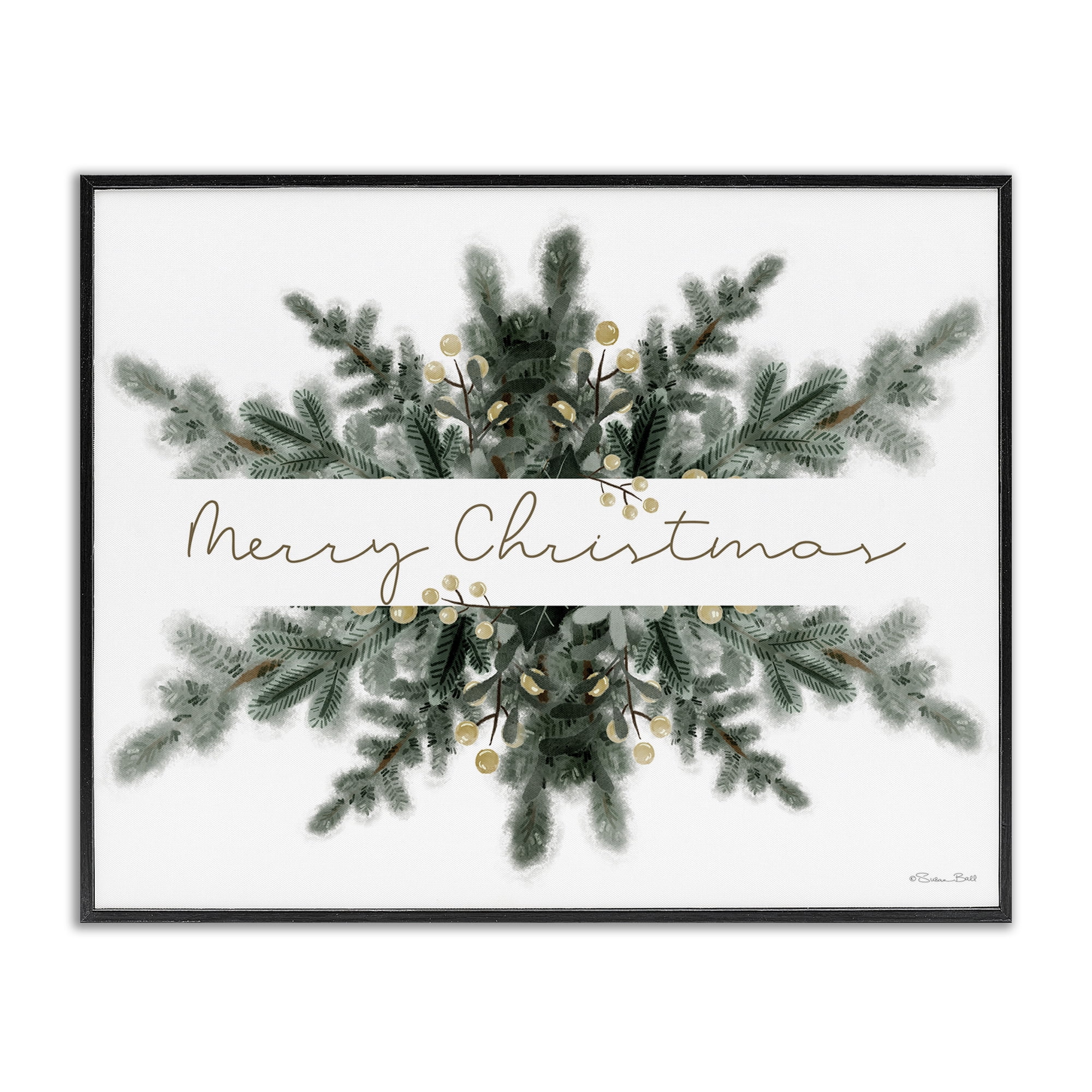 Stupell Industries Festive Fir Phrase Holiday Painting Black Framed Art Print Wall Art, 20 x 16