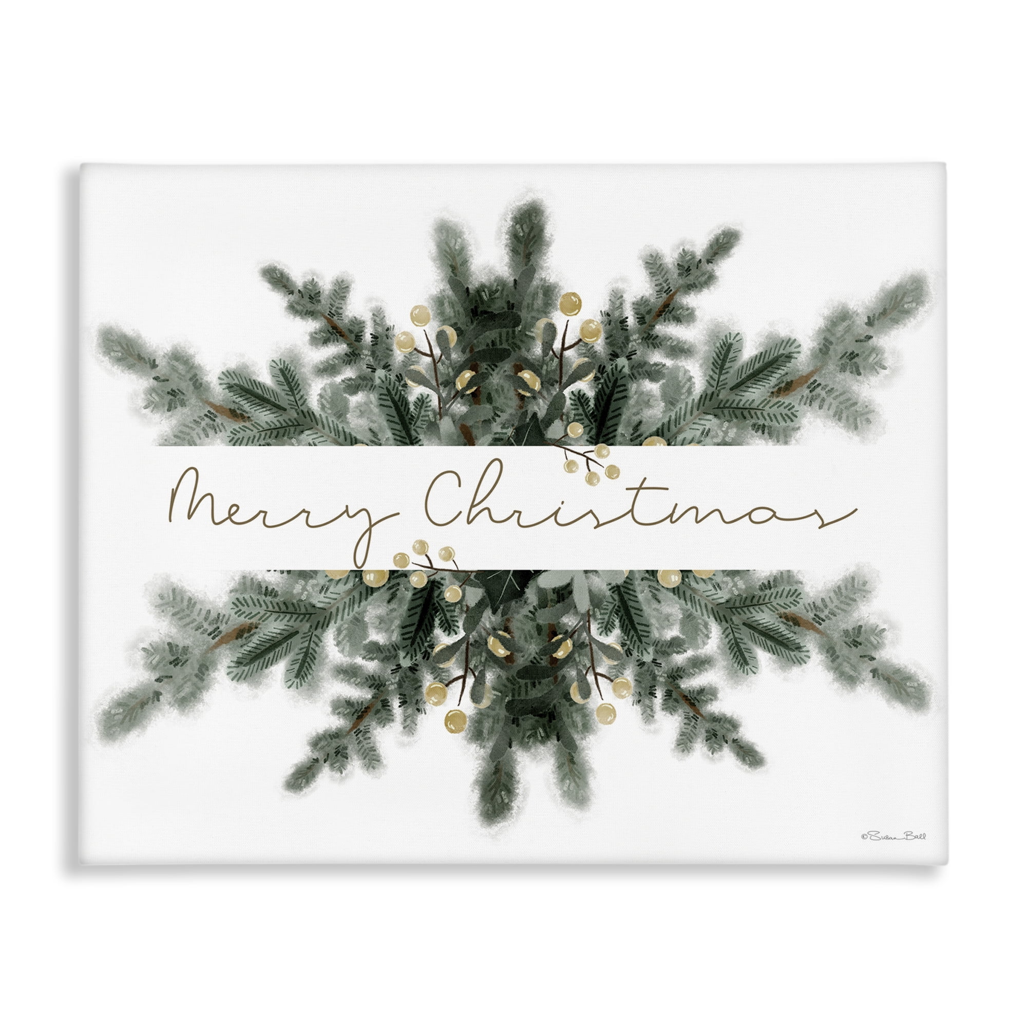 Stupell Industries Festive Fir Phrase Holiday Painting Gallery Wrapped Canvas Art Print Wall Art, 48 x 36
