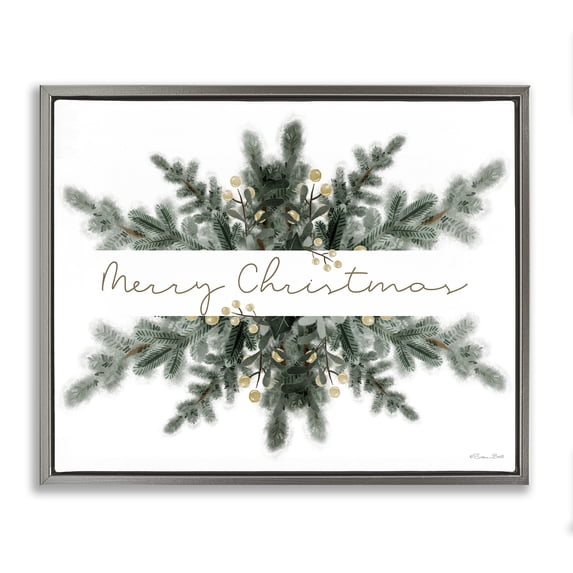 Stupell Industries Festive Fir Phrase Holiday Painting Gray Floater Framed Art Print Wall Art, 21 x 17