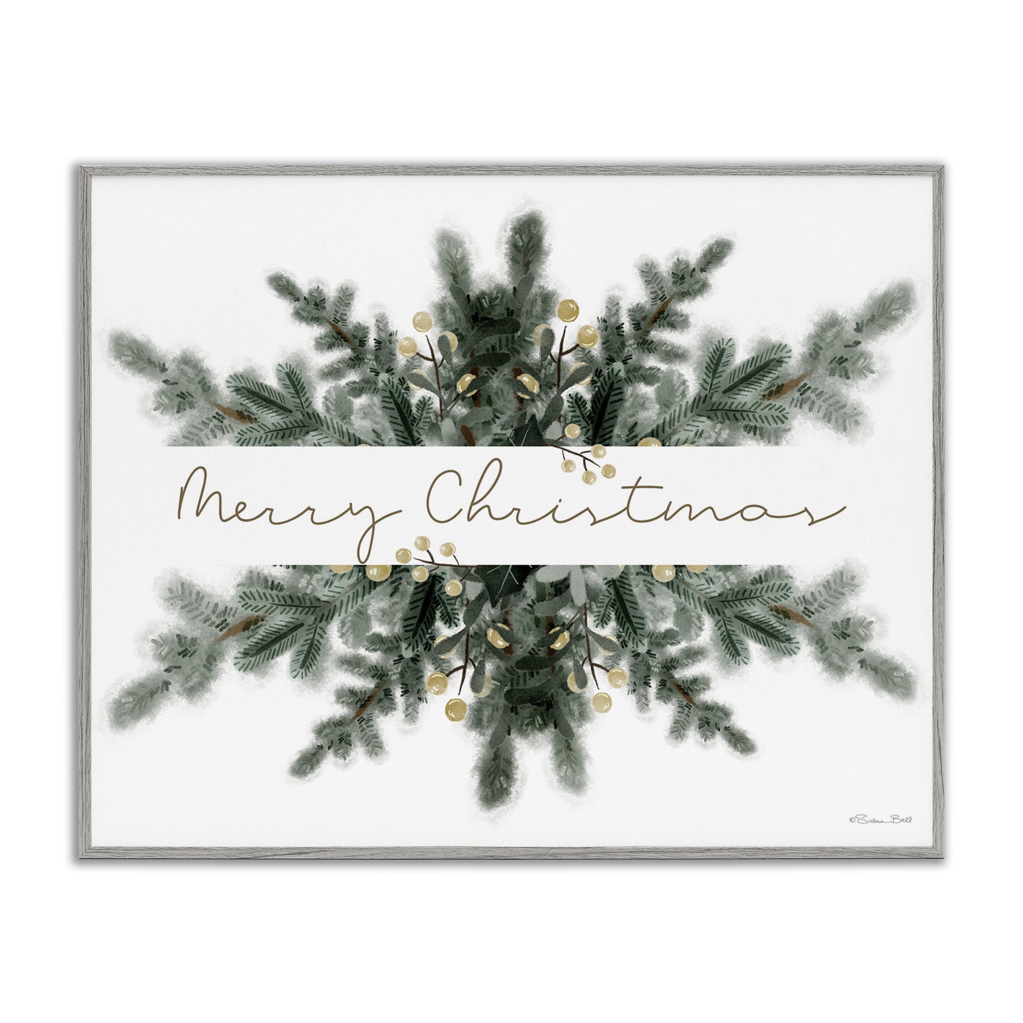 Stupell Industries Festive Fir Phrase Holiday Painting Gray Framed Art Print Wall Art, 14 x 11