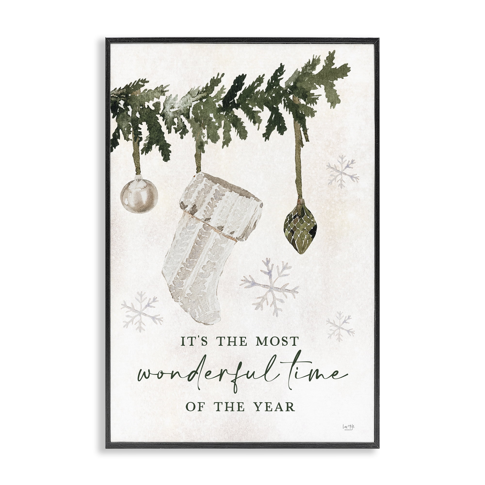 Stupell Industries Festive Hanging Stocking Holiday Painting Black Framed Art Print Wall Art, 16 x 24