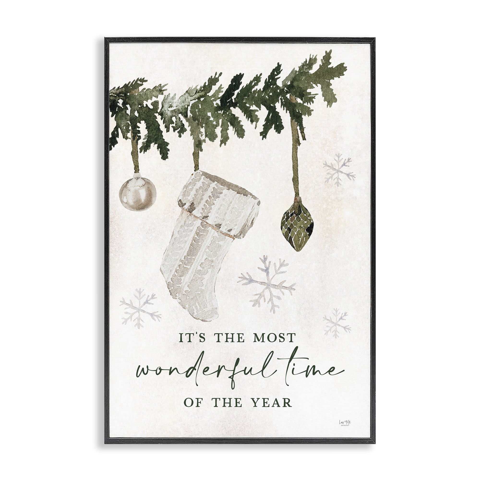 Stupell Industries Festive Hanging Stocking Holiday Painting Black Framed Art Print Wall Art, 20 x 30