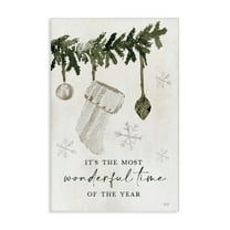 Stupell Industries Festive Hanging Stocking Holiday Painting Gallery Wrapped Canvas Art Print Wall Art, 16 x 24