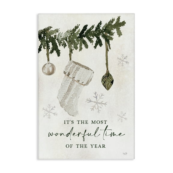 Stupell Industries Festive Hanging Stocking Holiday Painting Gallery Wrapped Canvas Art Print Wall Art, 16 x 24