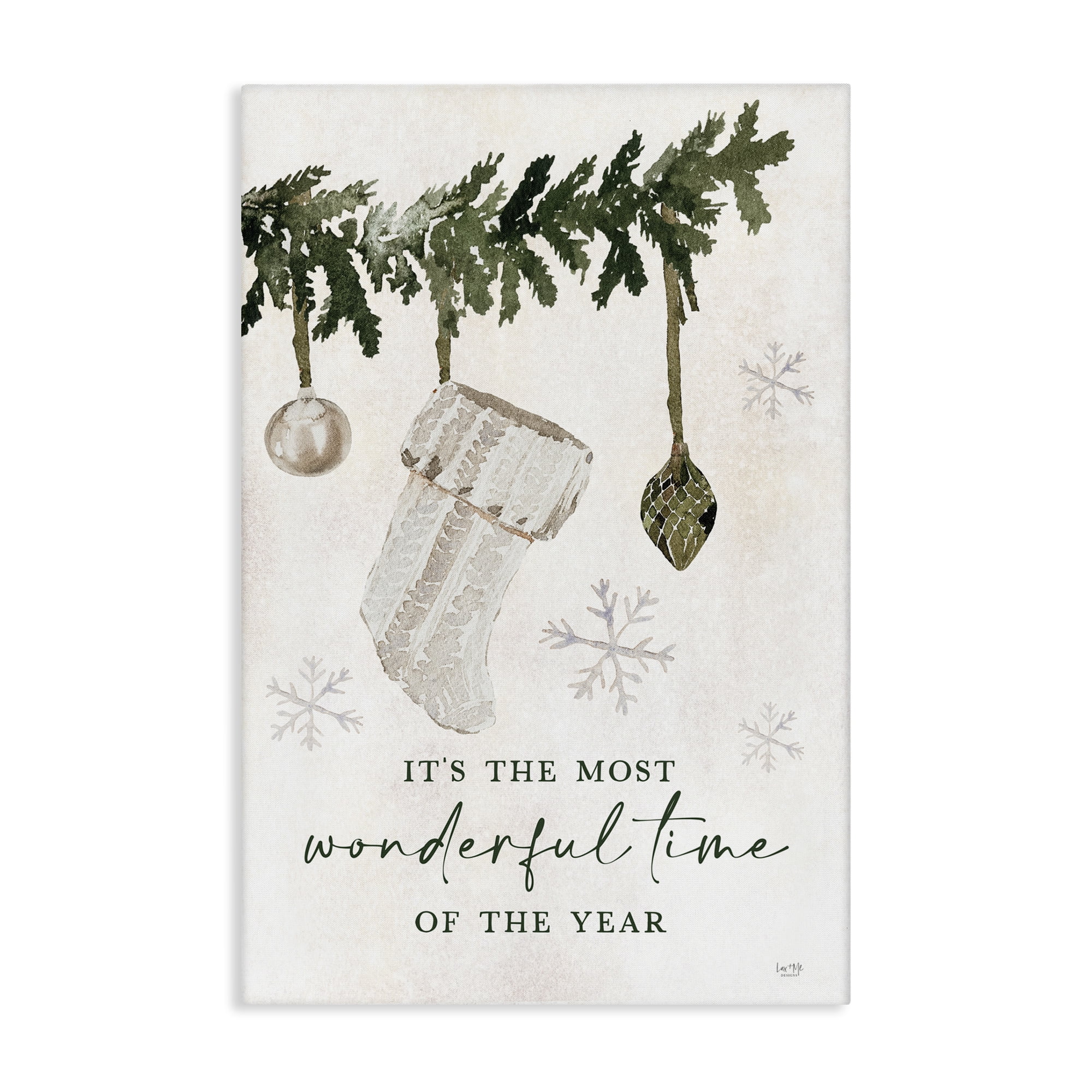 Stupell Industries Festive Hanging Stocking Holiday Painting Gallery Wrapped Canvas Art Print Wall Art, 24 x 36