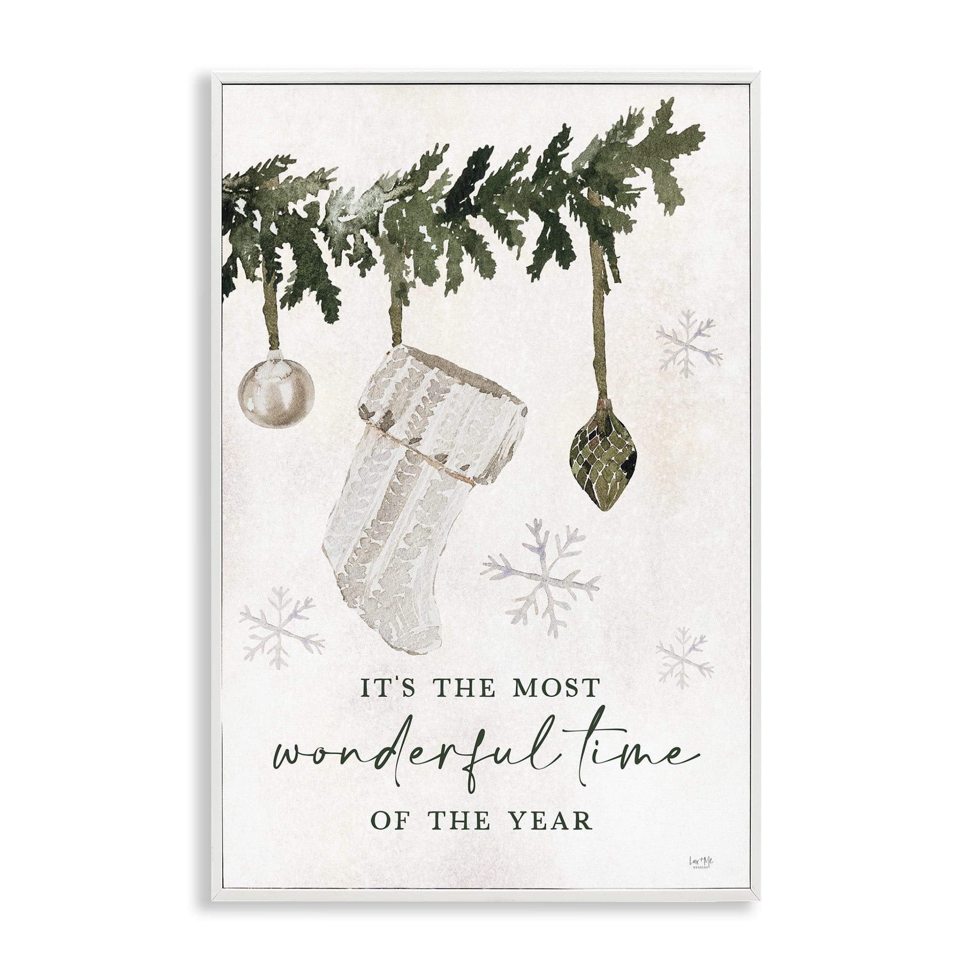 Stupell Industries Festive Hanging Stocking Holiday Painting White Framed Art Print Wall Art, 20 x 30