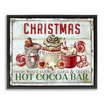 Stupell Industries Festive Hot Chocolate Holiday Painting Black Floater Framed Canvas Art Prints Wall Art, 21 x 17