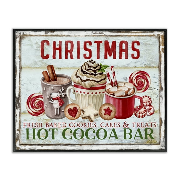 Stupell Industries Festive Hot Chocolate Holiday Painting Black Framed Art Prints Wall Art, 14 x 11