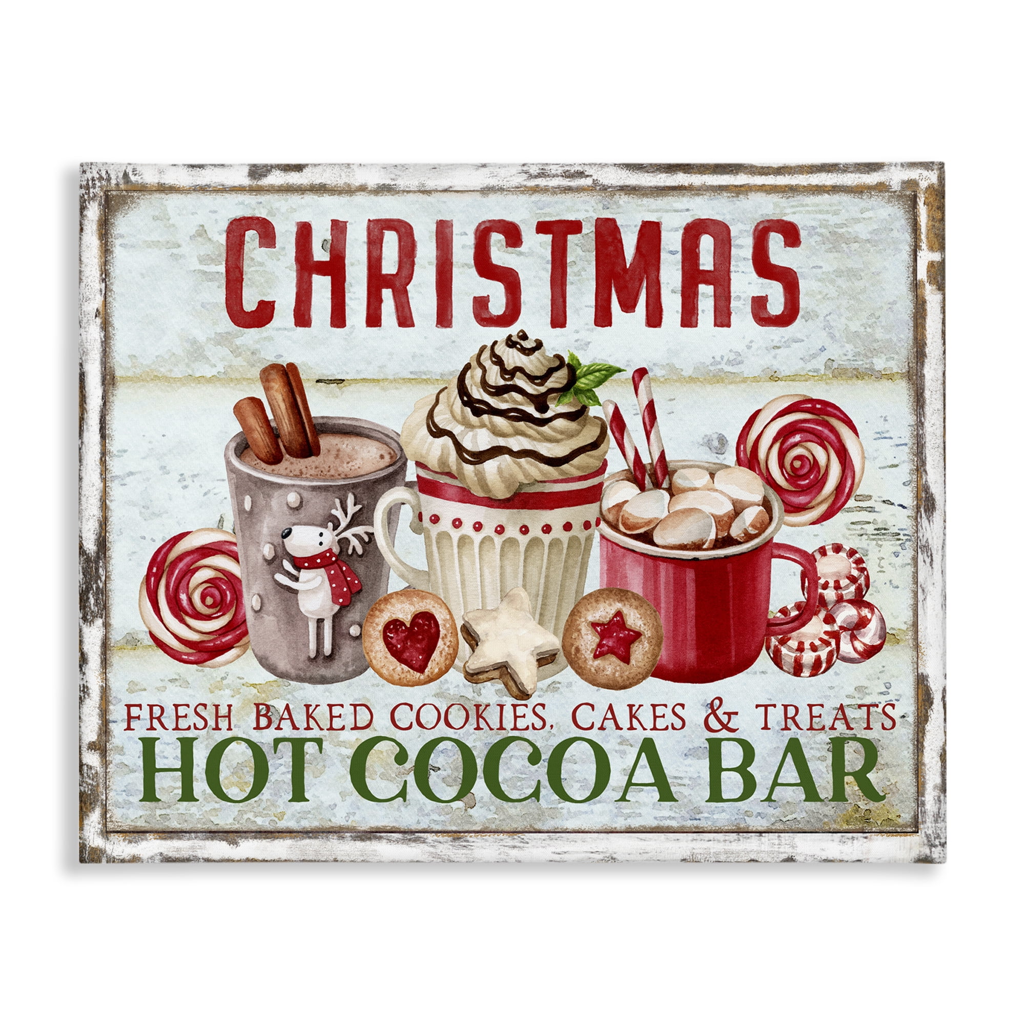 Stupell Industries Festive Hot Chocolate Holiday Painting Gallery Wrapped Canvas Art Prints Wall Art, 20 x 16