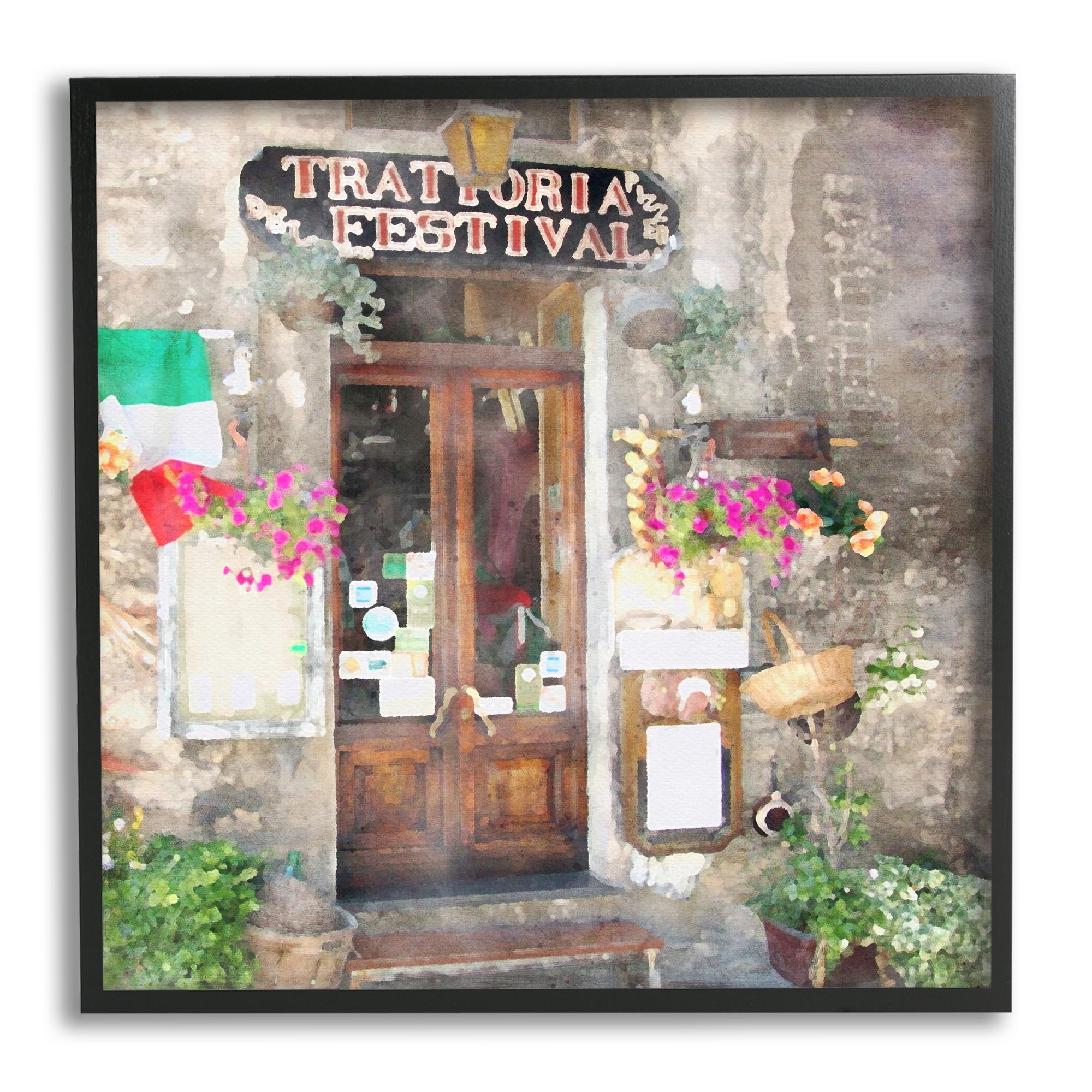 Stupell Industries Festive Italian Doorway Travel & Places Painting Black Framed Art Print Wall Art, 17 x 17