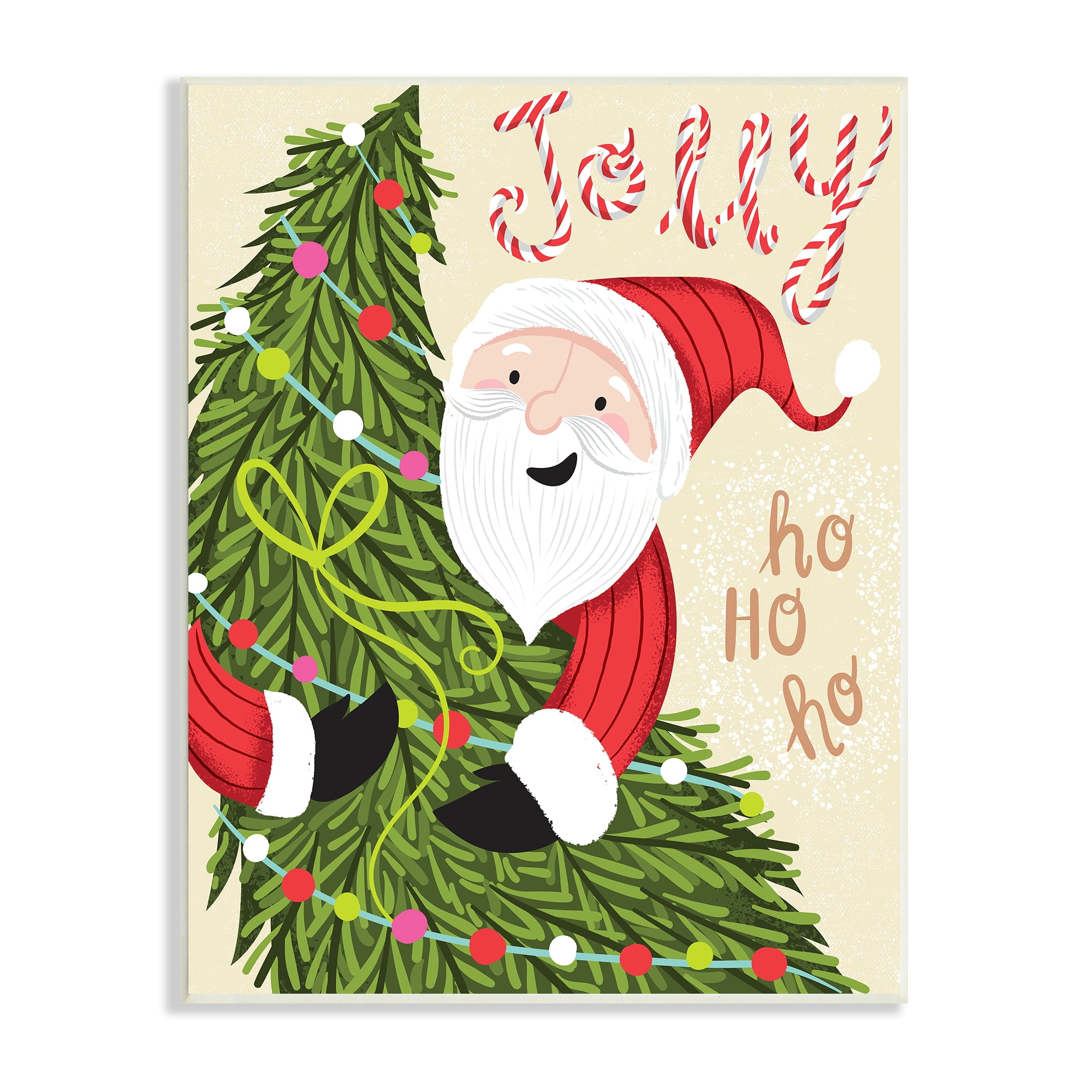Stupell Industries Festive Jolly Santa Claus Playful Christmas Tree Coastal Painting Unframed Art Print Wall Art, 10 x 15, Design by Arrolynn Weiderhold