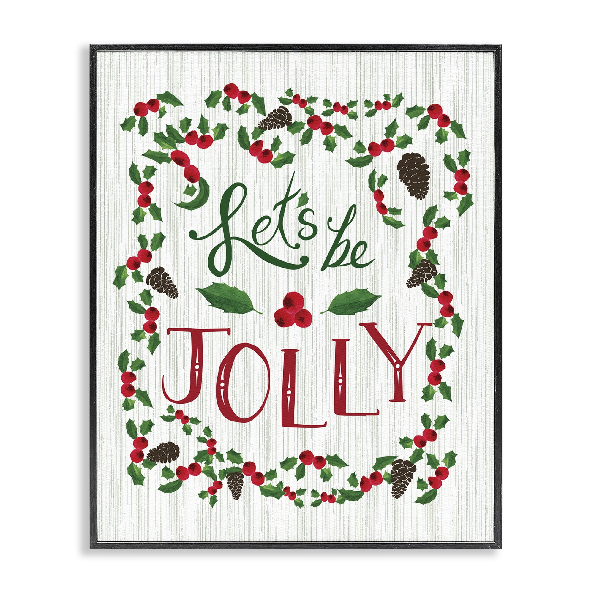 Stupell Industries Festive Let's Be Jolly Holiday Painting Black Framed Art Print Wall Art, 16 x 20