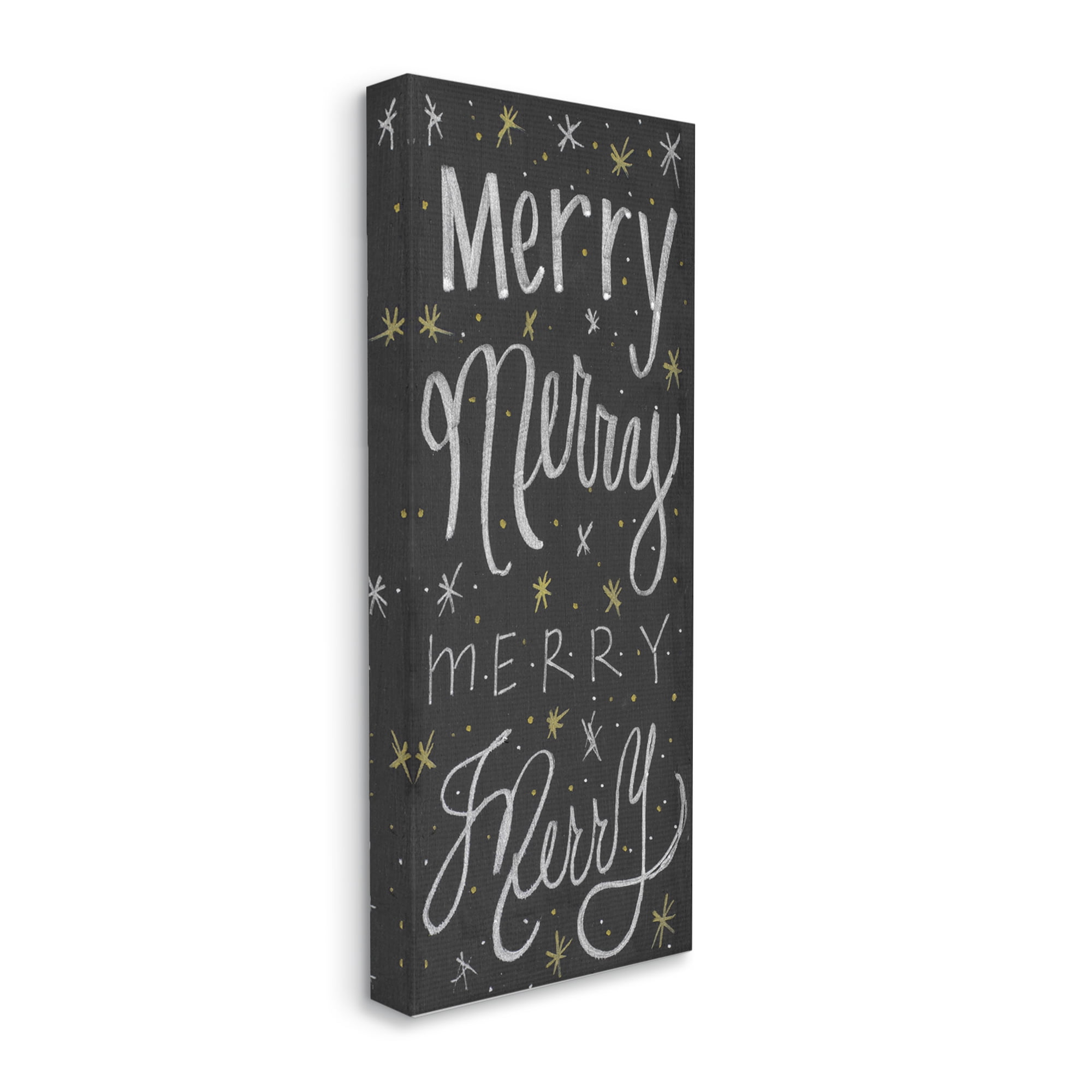 Stupell Industries Festive Merry Chalk Style Typography Chistmas Stars, 10 x 24, Design by Sd Graphics Studio