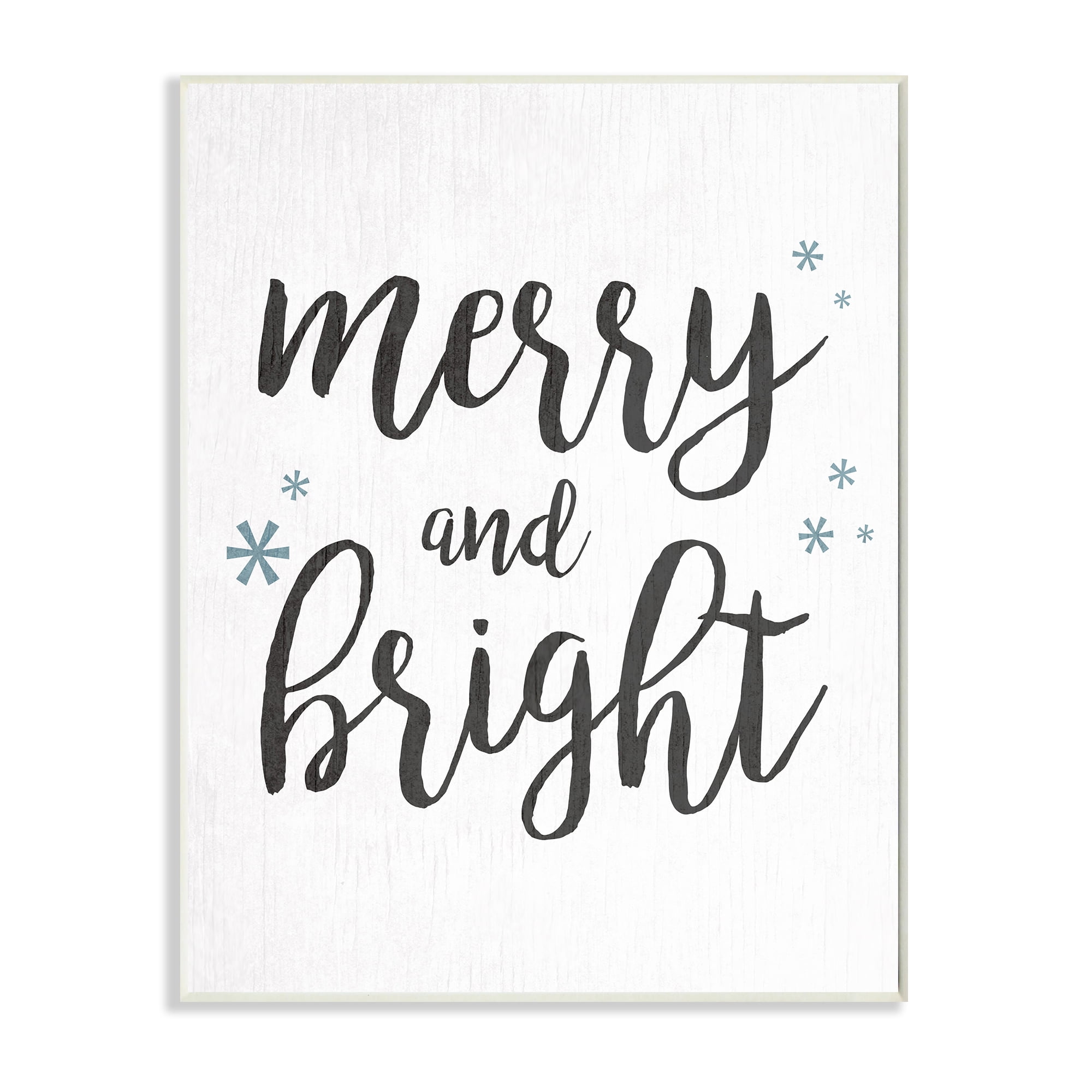Stupell Industries Festive Merry and Bright Winter Phrase Snowflakes Holiday Painting Wall Plaque Art Print Wall Art, 10 x 15