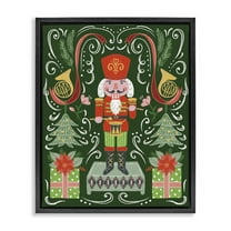 Stupell Industries Festive Nutcracker Celebration Holiday Painting Black Floater Framed Canvas Art Print Wall Art, 17 x 21