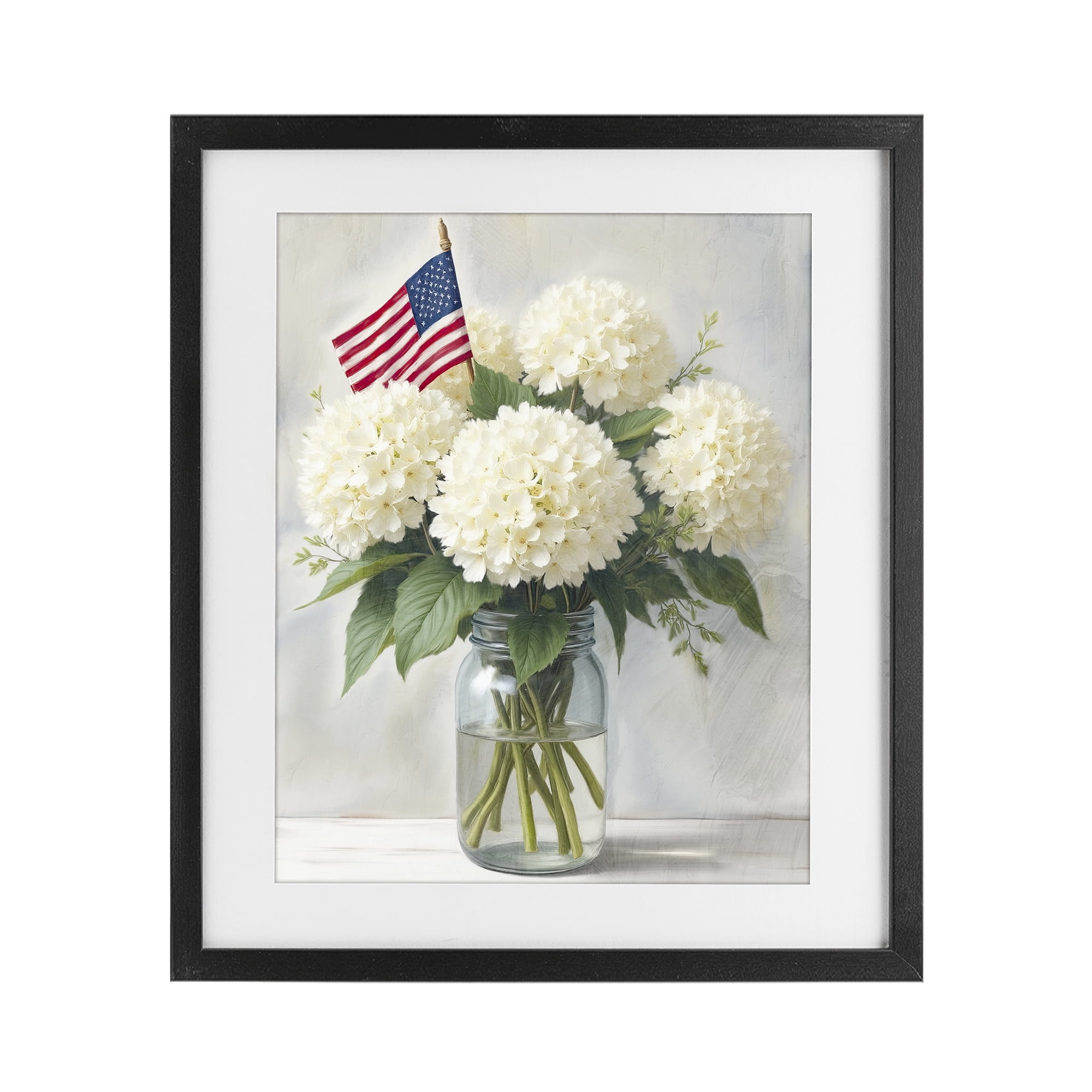 Stupell Industries Festive Patriotic Hydrangea Black Framed Print Under Glass, design by Kim Allen