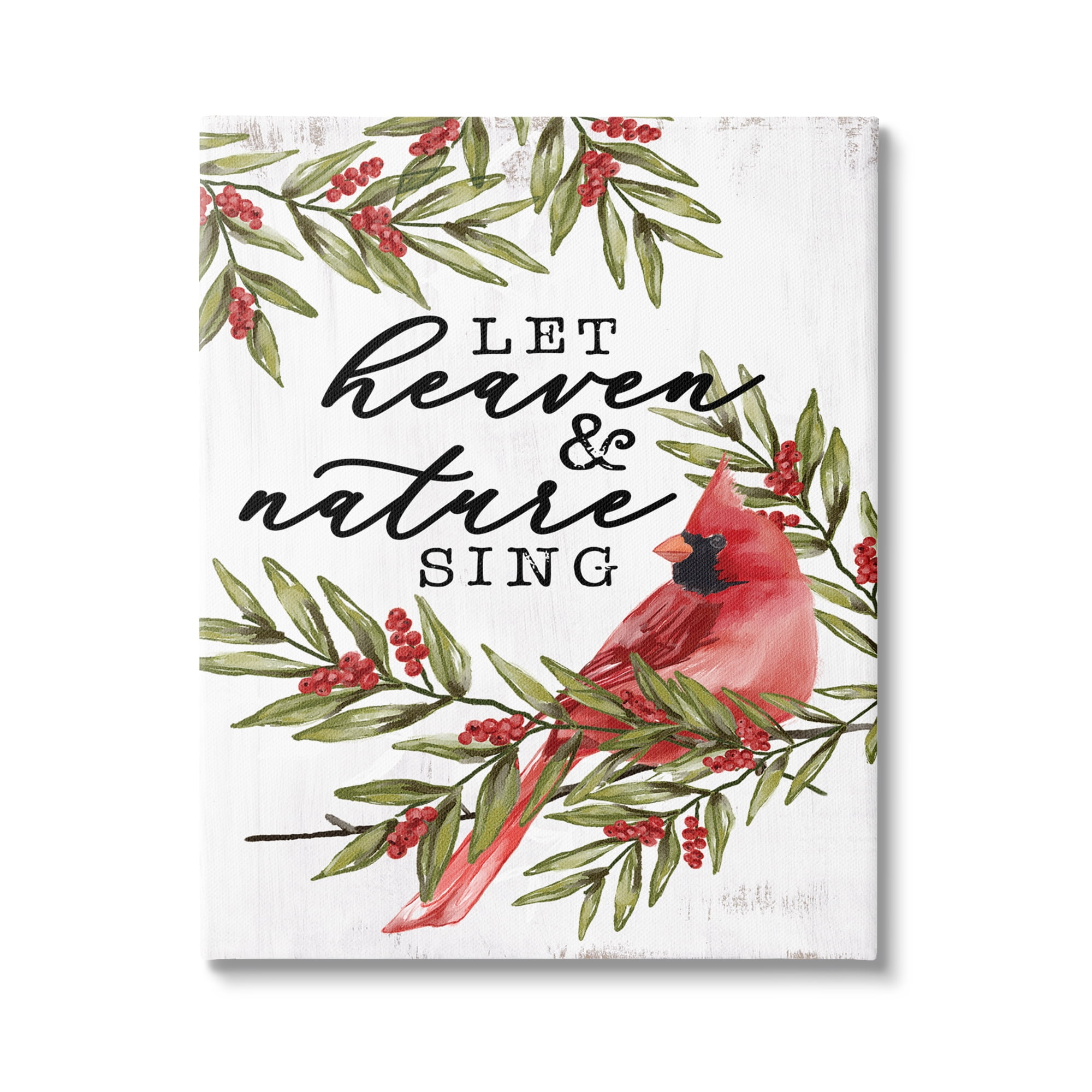 Stupell Industries Festive Phrase Cardinal Holiday Painting Gallery Wrapped Canvas Print Wall Art, 24 x 30