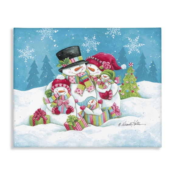 Stupell Industries Festive Snowman Family Scene Canvas Wall Art design by Diane Kater, 36 x 48