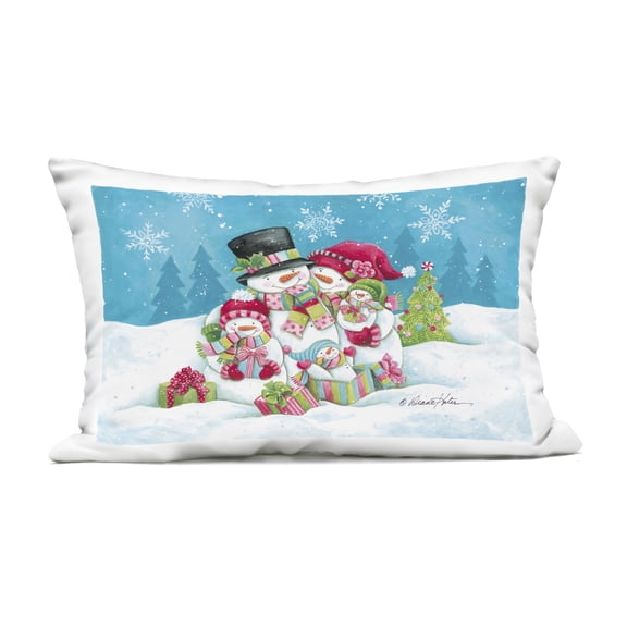 Stupell Industries Festive Snowman Family Scene Outdoor Printed Pillow design by Diane Kater, 14 x 7 x 20