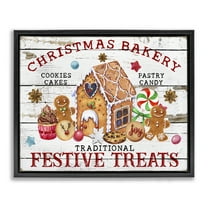 Stupell Industries Festive Treats Bakery Holiday Painting Black Floater Framed Canvas Art Prints Wall Art, 21 x 17