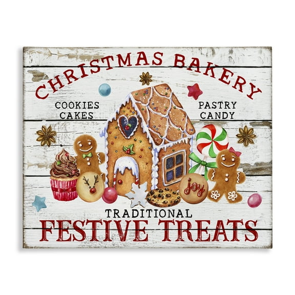 Stupell Industries Festive Treats Bakery Holiday Painting Gallery Wrapped Canvas Art Prints Wall Art, 20 x 16