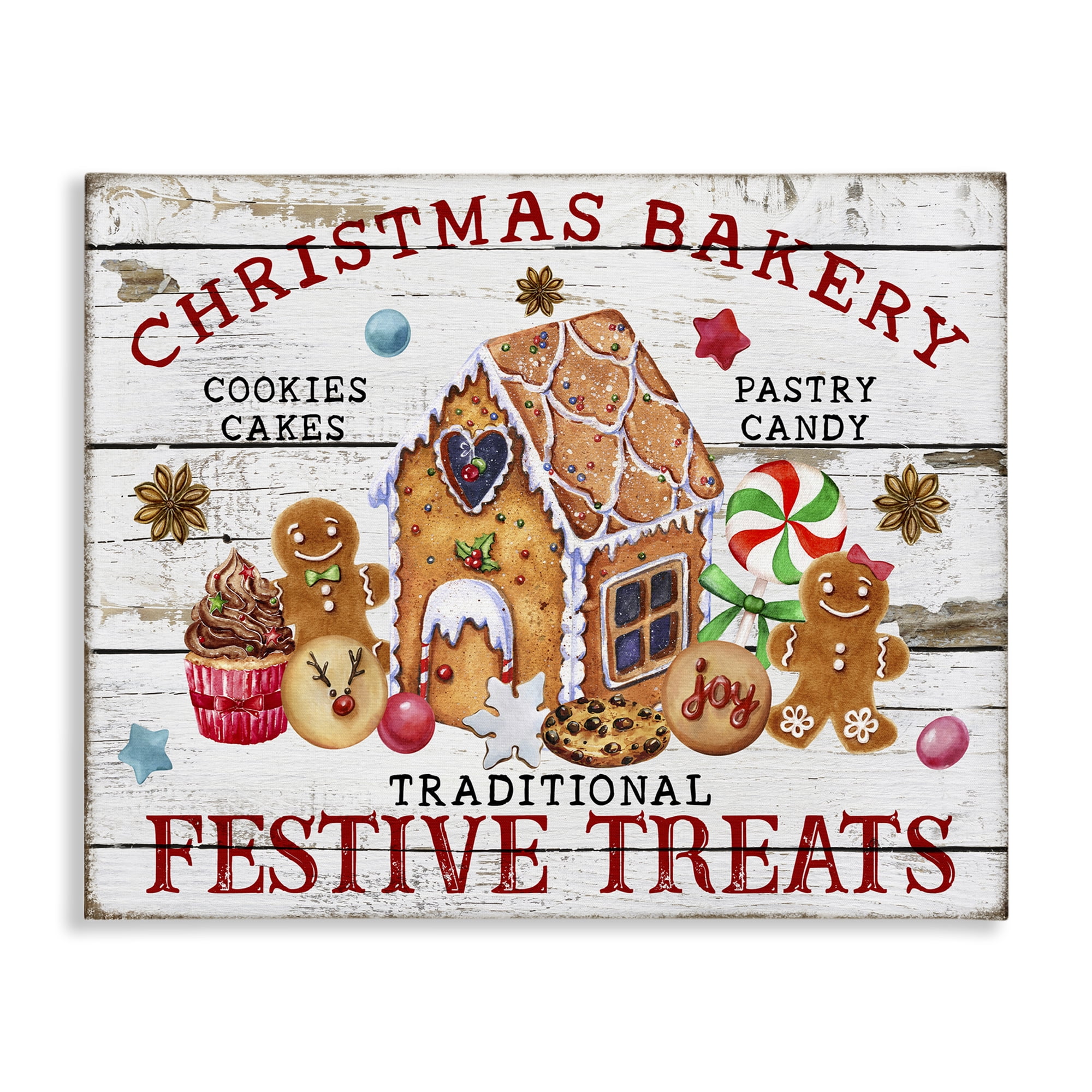 Stupell Industries Festive Treats Bakery Holiday Painting Gallery Wrapped Canvas Art Prints Wall Art, 30 x 24