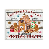 Stupell Industries Festive Treats Bakery Holiday Painting Unframed Art Prints Wall Art, 14 x 11