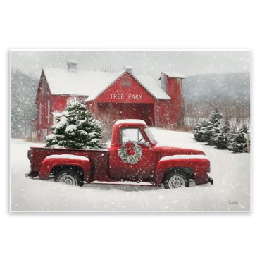 Stupell Industries Festive Tree Farm Pickup Wall Plaque Art design by Lori Deiter, 10 x 15