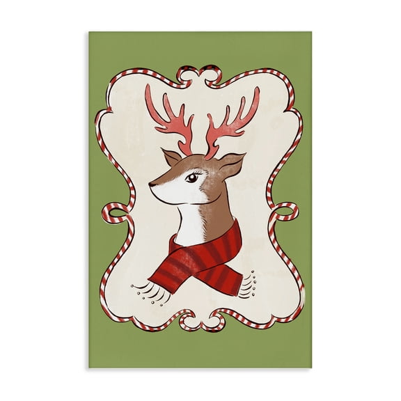 Stupell Industries Festive Winter Deer in Scarf Animals Painting Wrapped Canvas Canvas Art Print Wall Art, 16 x 24
