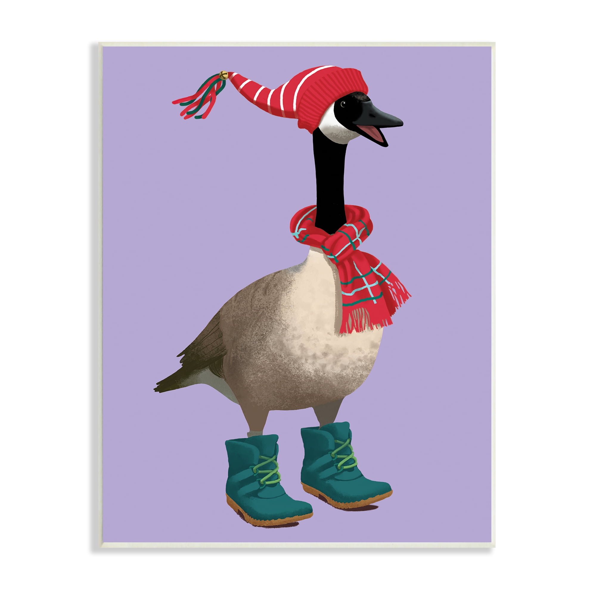 Stupell Industries Festive Winter Goose with Scarf and Hat, 10 x 15, Design by Sally Springer Griffith
