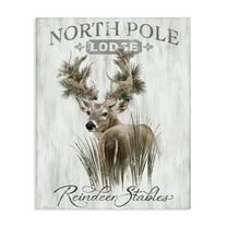 Stupell Industries Festive Winter Reindeer Lodge Animals Painting Wrapped Canvas Canvas Art Print Wall Art, 16 x 20