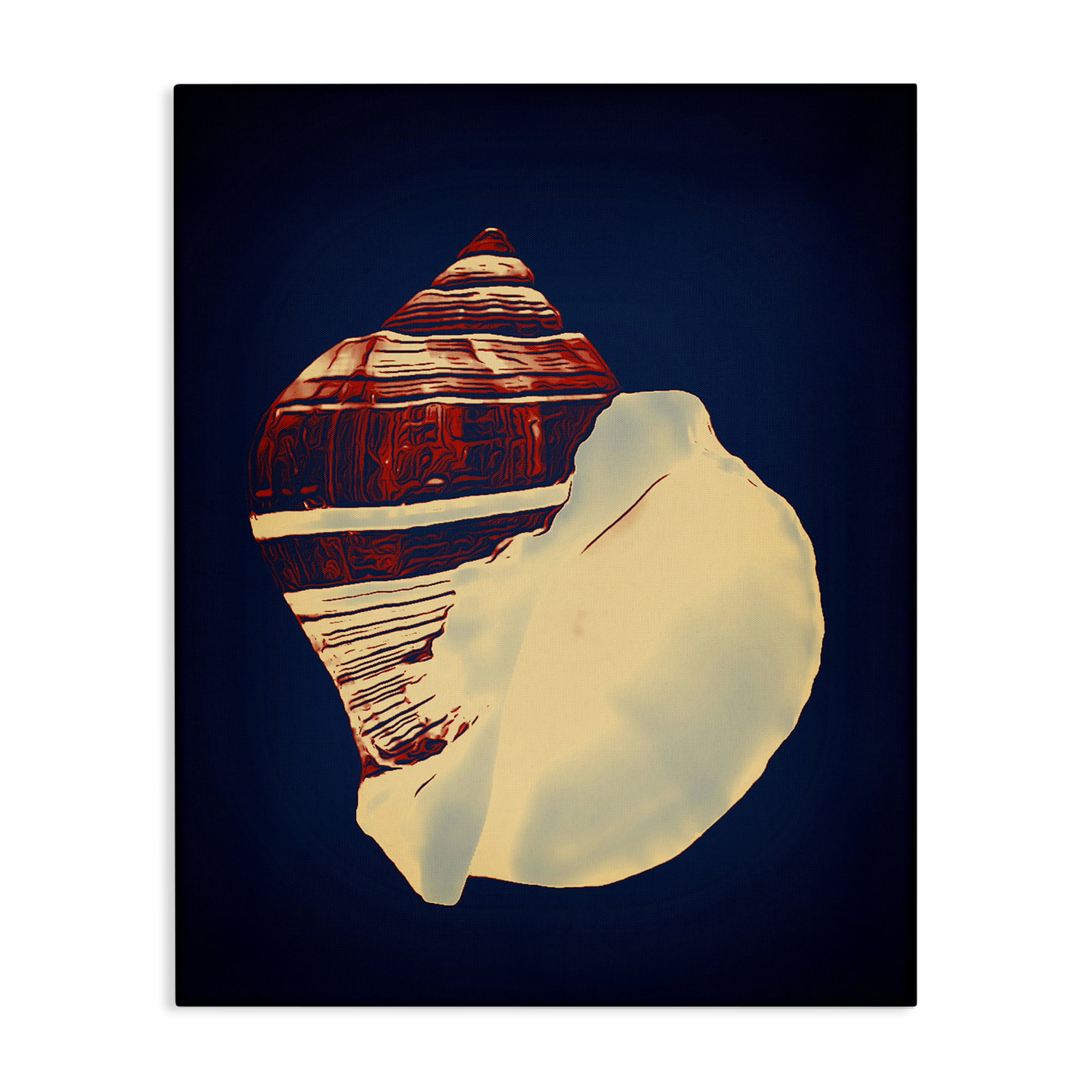 Stupell Industries Fiber Conch on Blue Nautical & Beach Painting Wrapped Canvas Art Print Wall Art, 24 x 30