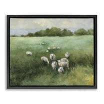 Stupell Industries Field Day Sheep Landscape & Nature Painting Black Floater Framed Canvas Art Print Wall Art, 21 x 17