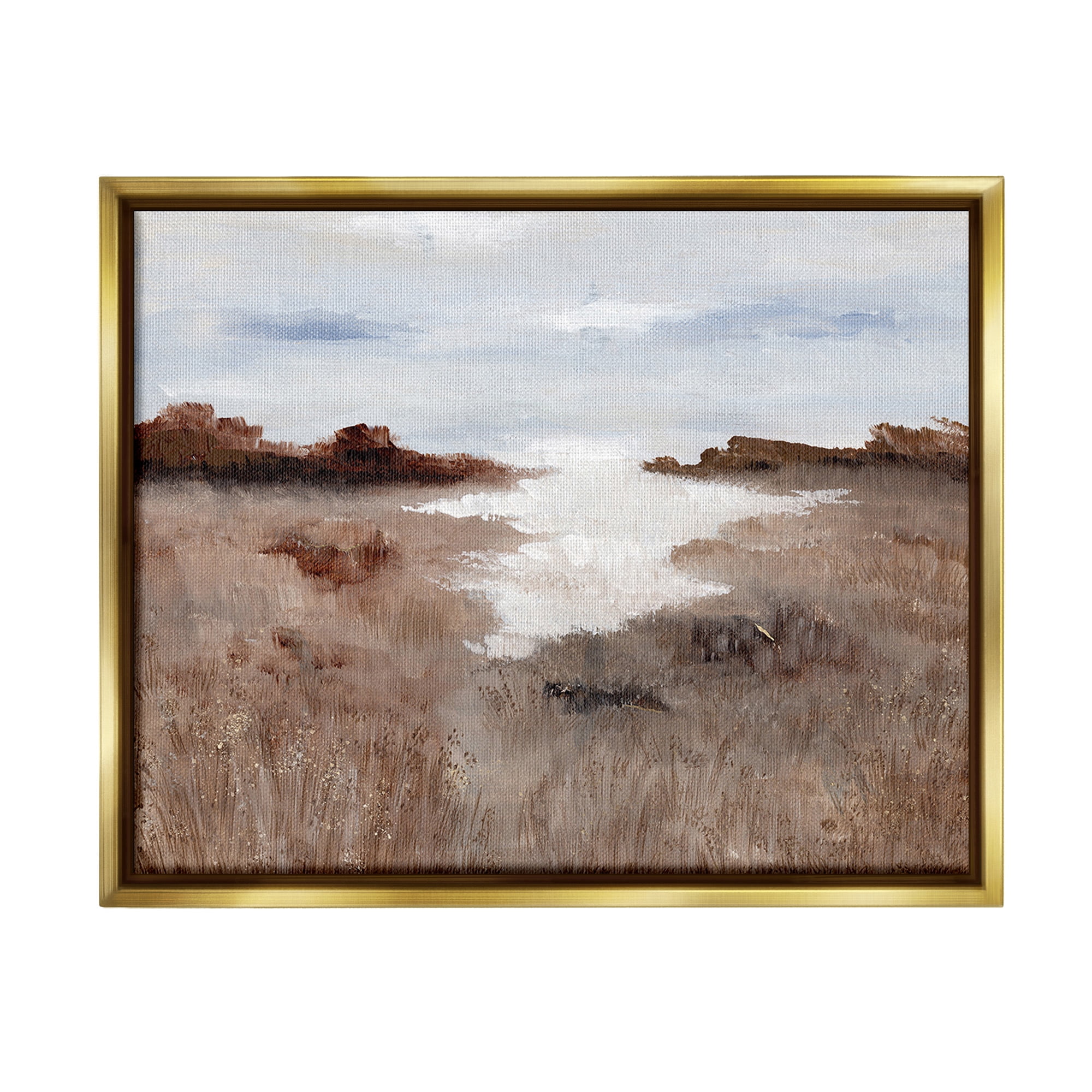 Stupell Industries Field with Arid Vegetation Landscape Painting Gold Floater Framed Canvas Art Print Wall Art, 31 x 25