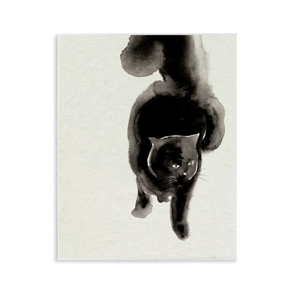 Stupell Industries Fierce Black Cat Animals Painting Unframed Art Print Wall Art, 11 x 14