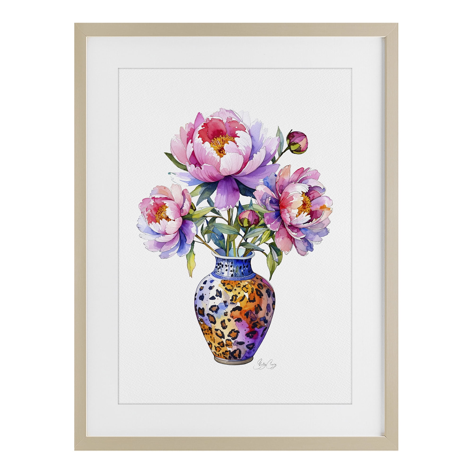 Stupell Industries Fierce Blooms Flower Vase Birch Framed Print Under Glass, design by Shelly Craig