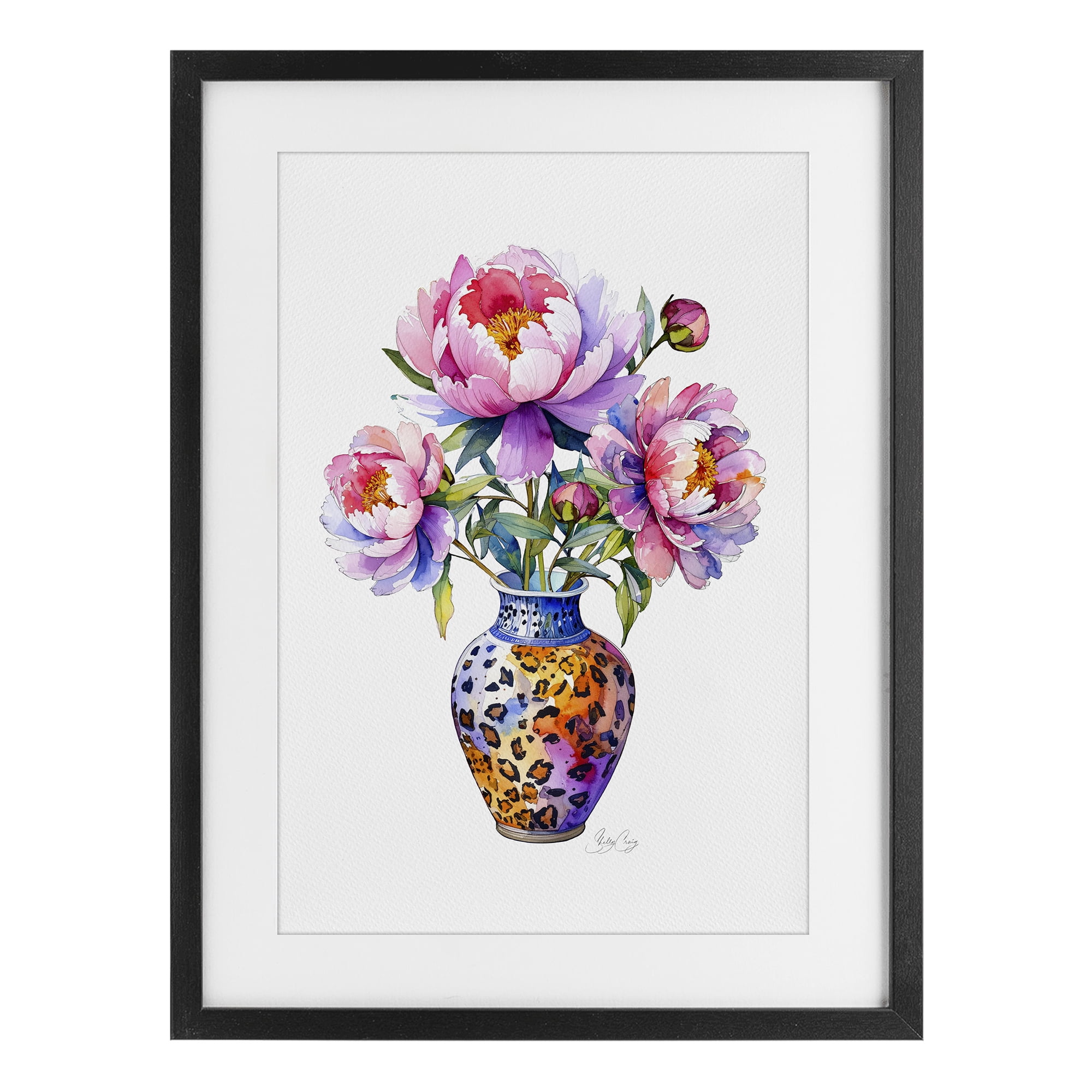Stupell Industries Fierce Blooms Flower Vase Black Framed Print Under Glass, design by Shelly Craig