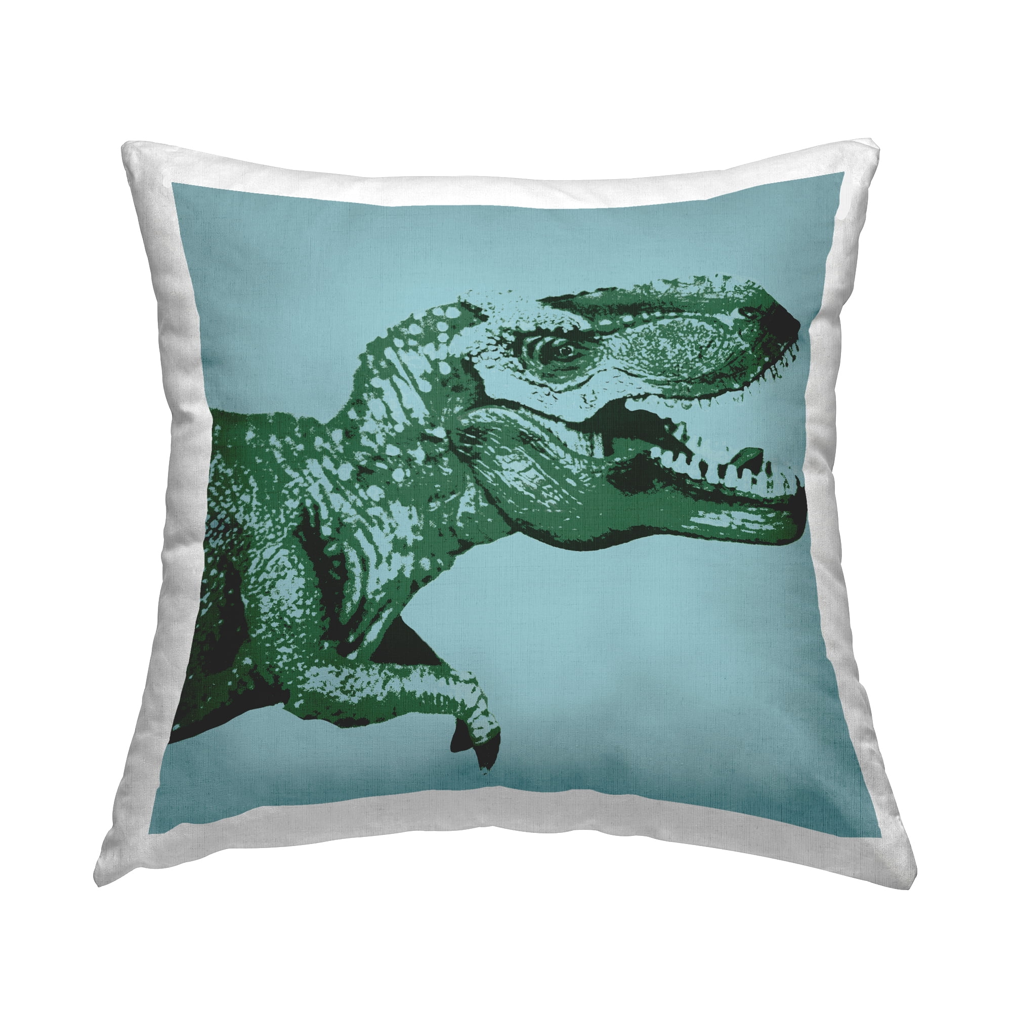 Green Dinosaur Stencil Design 18" Square Throw Pillow