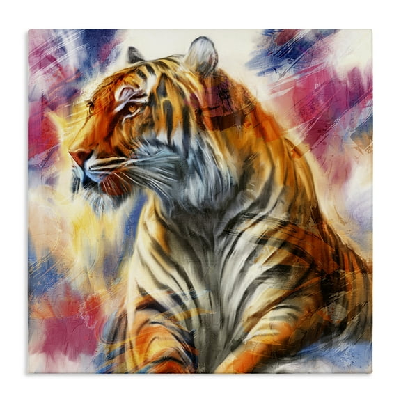 Stupell Industries Fierce & Elegant Tiger Animals Painting Wrapped Canvas Canvas Art Print Wall Art, 17 x 17