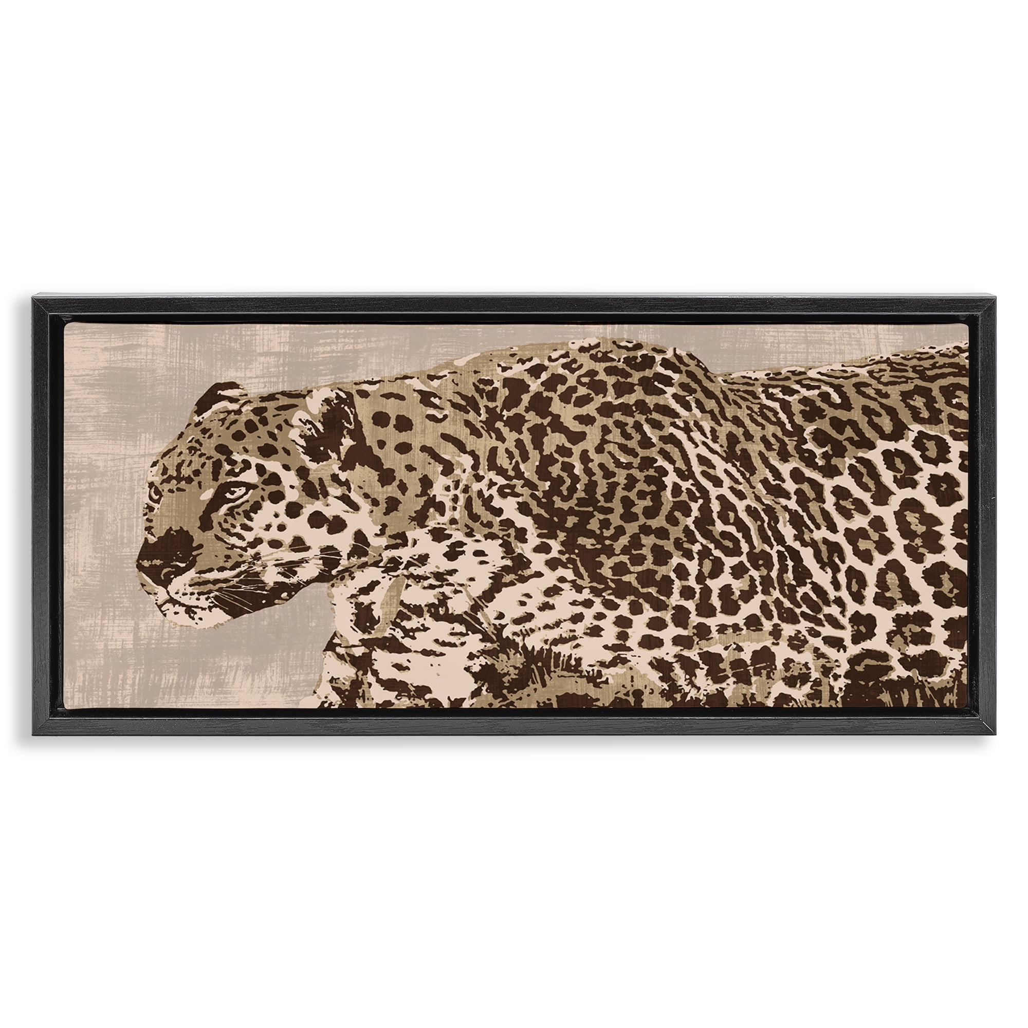 Stupell Industries Fierce Growling Cheetah Animals Painting Black Floater Framed Canvas Art Print Wall Art, 25 x 11