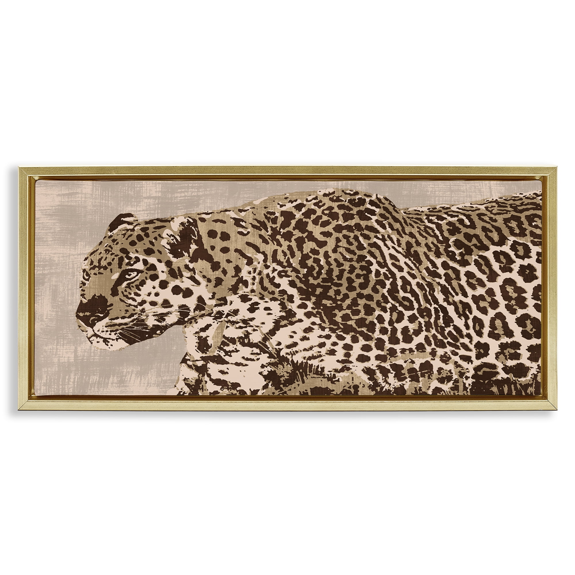 Stupell Industries Fierce Growling Cheetah Animals Painting Gold Floater Framed Canvas Art Print Wall Art, 25 x 11