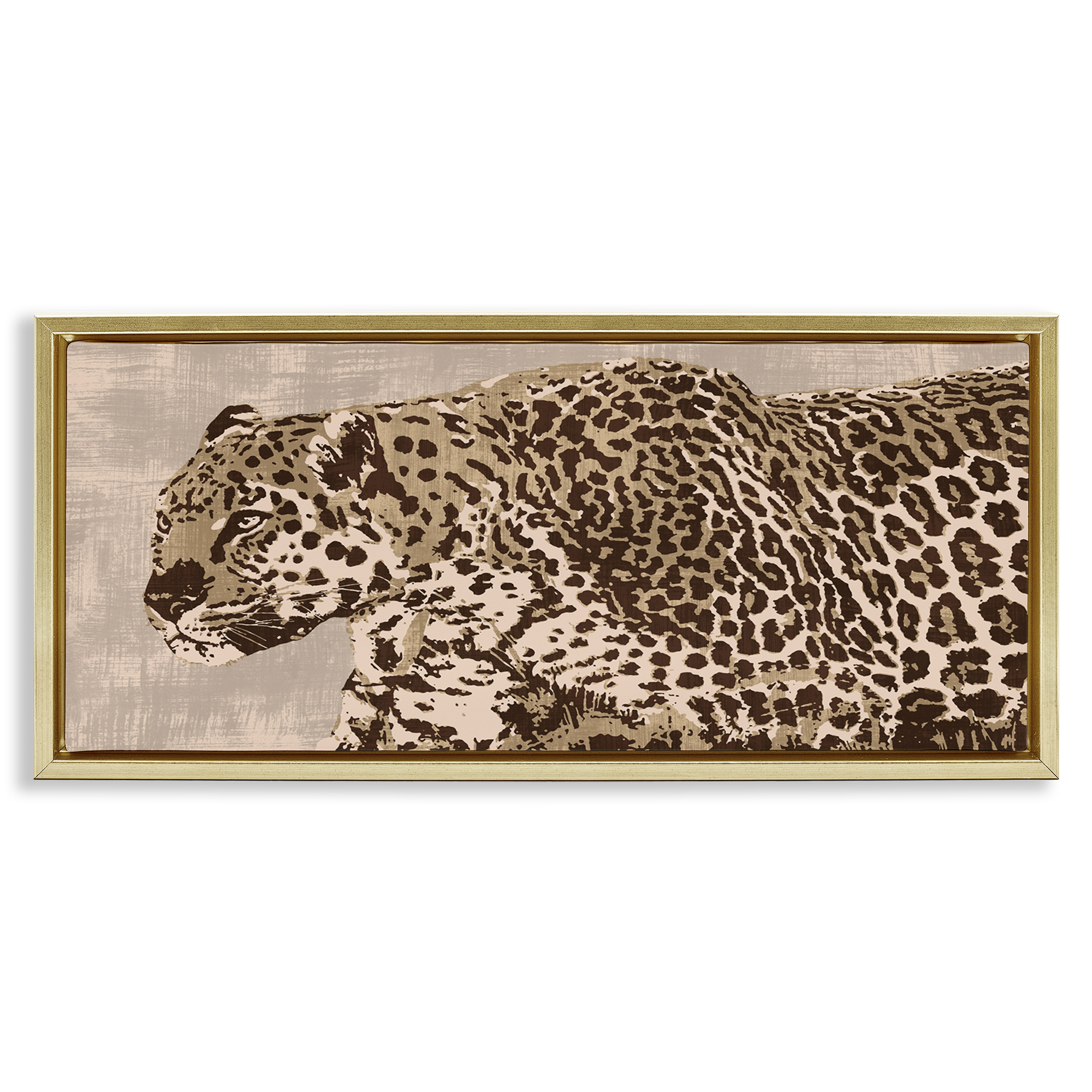 Stupell Industries Fierce Growling Cheetah Animals Painting Gold Floater Framed Canvas Art Print Wall Art, 31 x 14