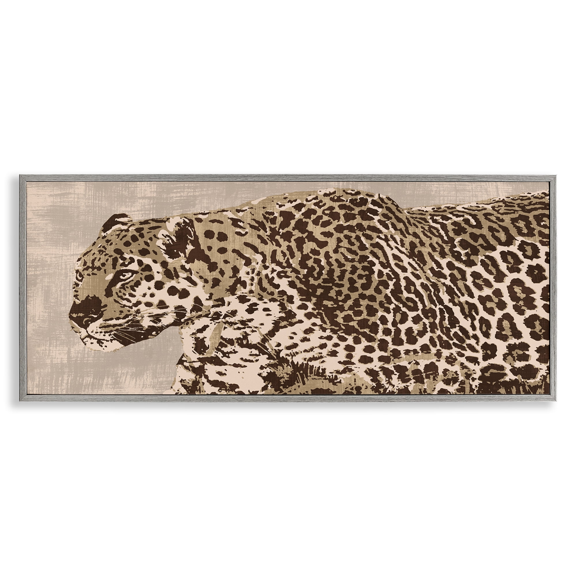 Stupell Industries Fierce Growling Cheetah Animals Painting Gray Framed Art Print Wall Art, 30 x 13