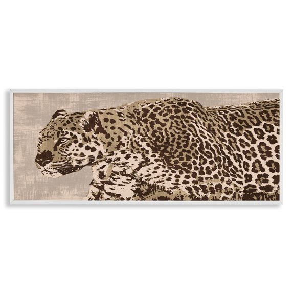 Stupell Industries Fierce Growling Cheetah Animals Painting White Framed Art Print Wall Art, 30 x 13