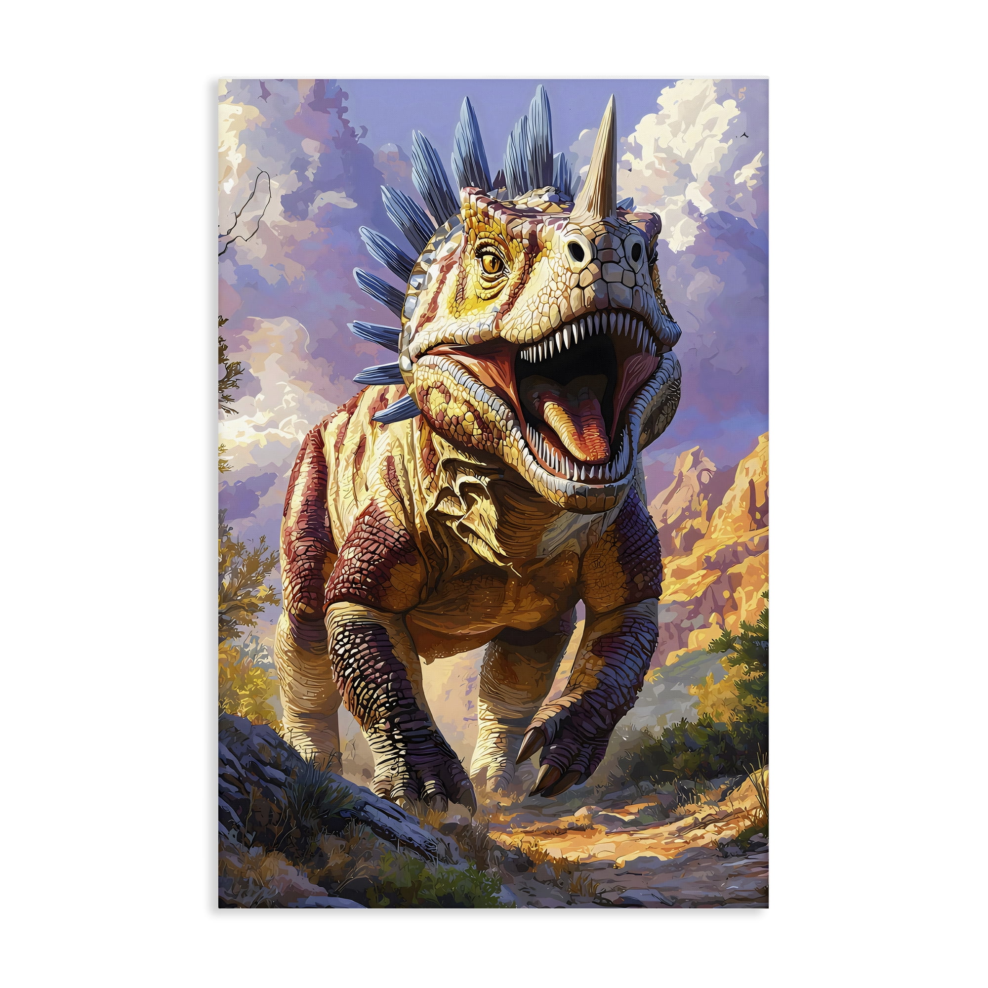 Stupell Industries Fierce Horned Dinosaur Canvas Wall Art, design by Creative Studio