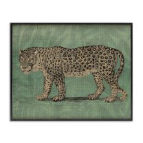 Stupell Industries Fierce Leopard on Green Animals & Insects Painting Black Framed Art Print Wall Art, 14 x 11