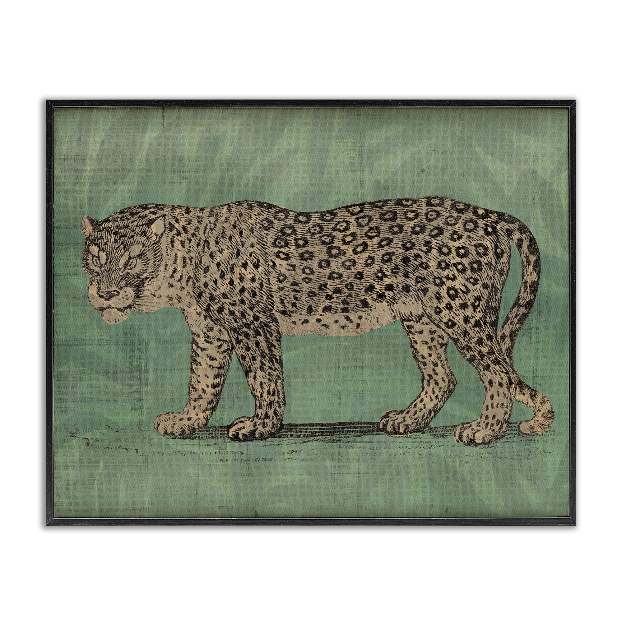 Stupell Industries Fierce Leopard on Green Animals & Insects Painting Black Framed Art Print Wall Art, 20 x 16