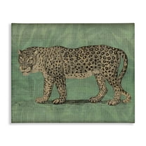 Stupell Industries Fierce Leopard on Green Animals & Insects Painting Gallery Wrapped Canvas Art Print Wall Art, 20 x 16